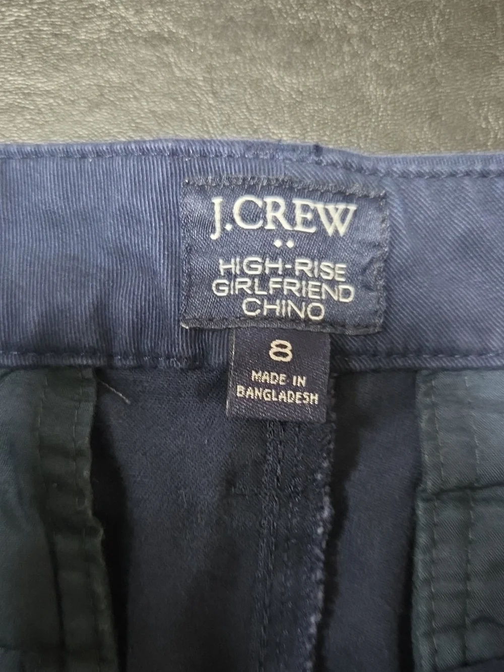 J Crew High Rise Girlfriend Chino Pants Navy Blue Size 8 Classic Stretch